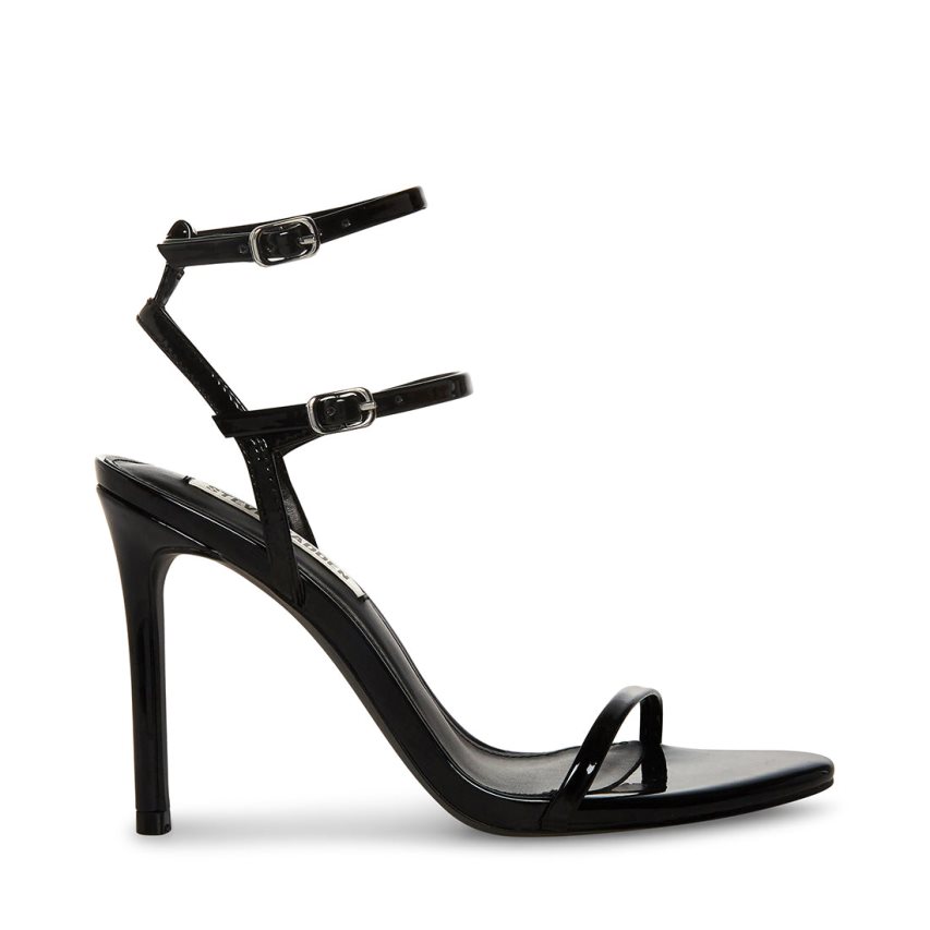 Black Steve Madden Theresa Patent Women\'s Heels Sandals | PH 0638ACK